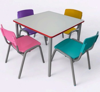 Mesa com  4 Cadeiras Infantil Fnde Mdf (cadeiras Coloridas) - Diversas Cores