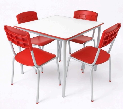 Mesa com  4 Cadeiras Infanto Juvenil Mdf - Diversas Cores