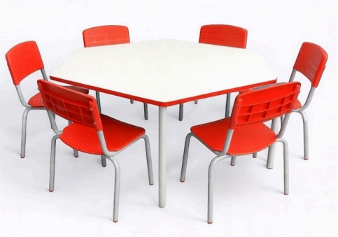 Conjunto Sextavado Infanto Juvenil Mdf -  Diversas Cores