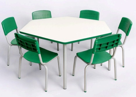 Conjunto Sextavado Juvenil Mdf -  Diversas Cores