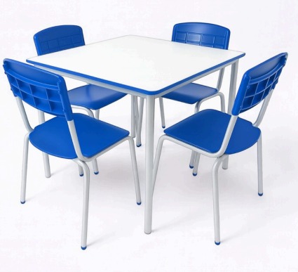 Mesa com 4 Cadeiras Adulto Mdf - Diversas Cores